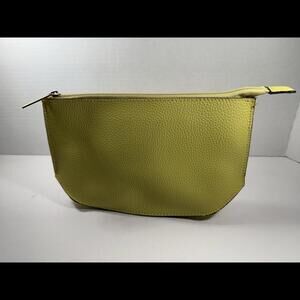 Estee Lauder Neon Yellow Cosmetic Zip Pouch Faux Leather Makeup Bag 9"x5" UEC‎